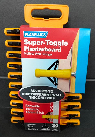 PLASPLUGS SUPER TOGGLE FIXINGS - CLIP PACK 20/PK. SSTC554CC \\\KD04046