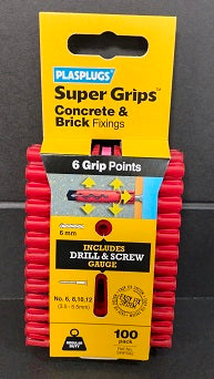 PLASPLUGS RED SOLID WALL FIXINGS - CLIP PACK 100/PK. SRP502CC \\\KD04049