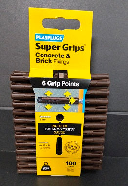 PLASPLUGS BROWN SOLID WALL FIXINGS - CLIP PACK 100/PK. SBP503CC \\\KD04050