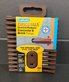 PLASPLUGS REGULAR DUTY SOLID WALL FIXINGS - CLIP PACK 50/PK. SGP550 \\\KD04052
