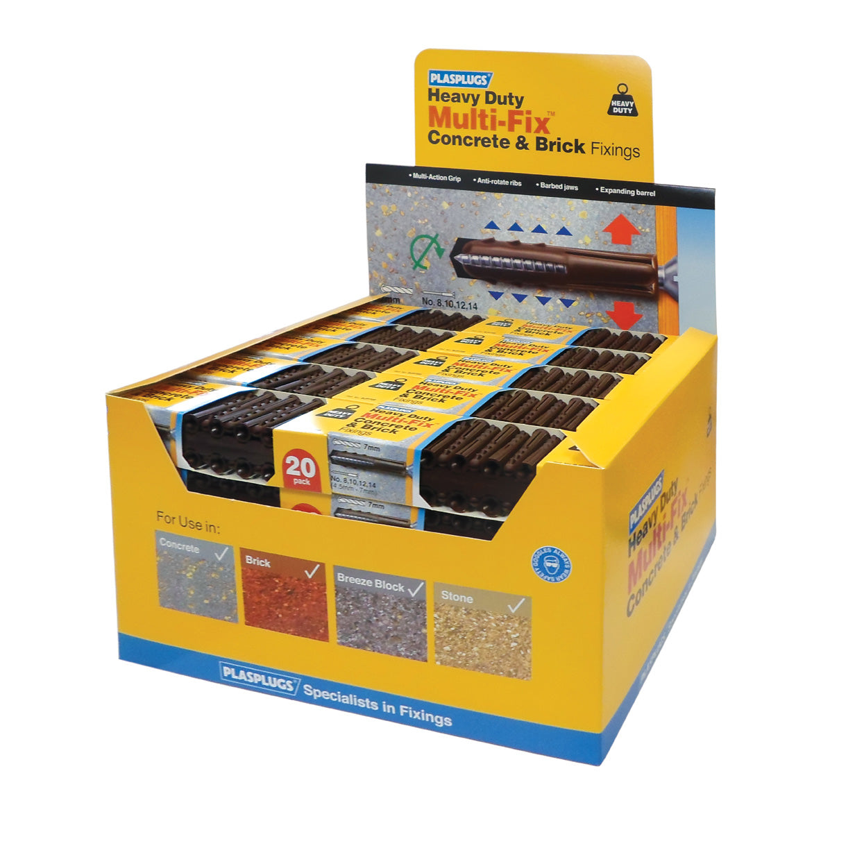 PLASPLUGS BARGAIN BIN - HEAVY DUTY SOLID WALL FIXINGS 20/PK. BJP700 \\\KD04055