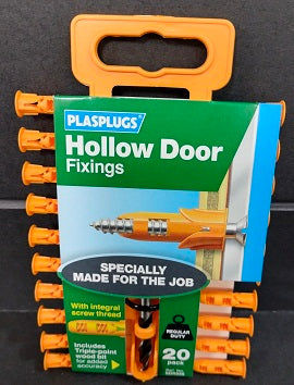 PLASPLUGS HOLLOW DOOR FIXINGS - CLIP PACK 20/PK. SDR556CC \\\KD04057