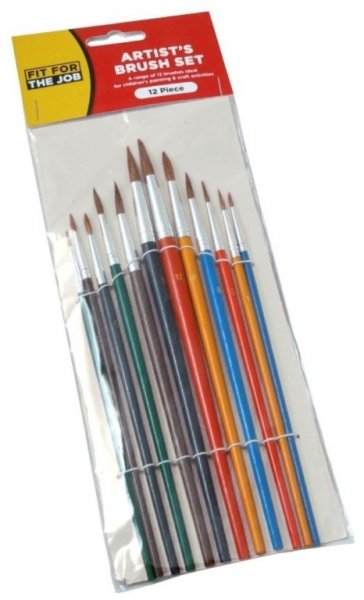 FIT FOR THE JOB ARTISTS PAINT BRUSH SET 12/PK. FFJABS02 \\\KD04083