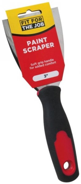 FIT FOR THE JOB SOFT GRIP PAINT SCRAPER 3 INCH / 75MM. FFJPS3 \\\KD04094