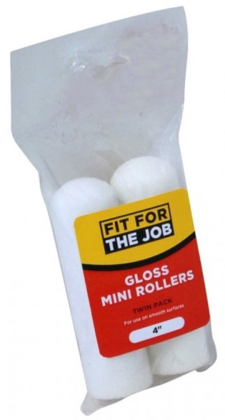 FIT FOR THE JOB FOAM / GLOSS PAINT MINI ROLLERS 4 INCH / 100MM 2/PK. FRRE001 \\\KD04102