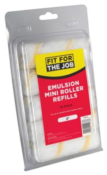 FIT FOR THE JOB TIGER STRIPE / EMULSION PAINT MINI ROLLERS 4 / 100MM 10/PK. FRRE004 \\\KD04105