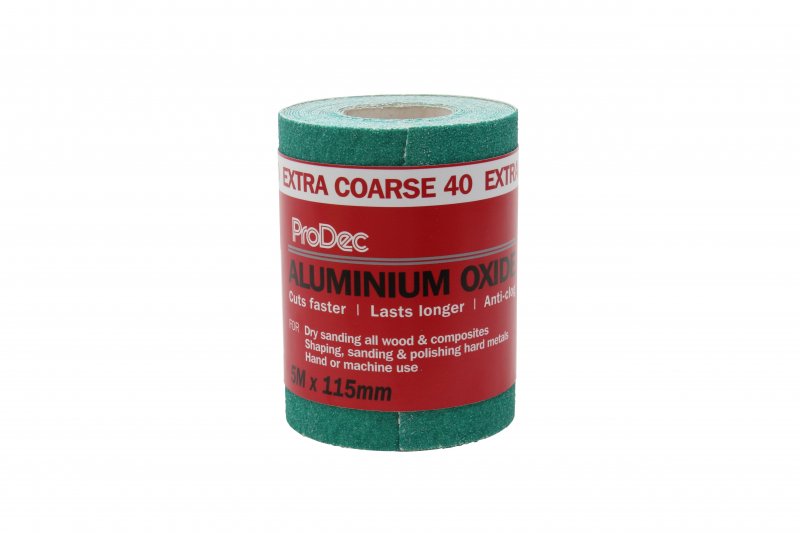 PRODEC GREEN ALUMINIUM OXIDE SAND PAPER ROLL 5M X 115MM - 40 GRIT COARSE. PAALV40 \\\KD04113