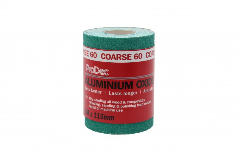 PRODEC GREEN ALUMINIUM OXIDE SAND PAPER ROLL 5M X 115MM - 60 GRIT COARSE. PAALV60 \\\KD04114