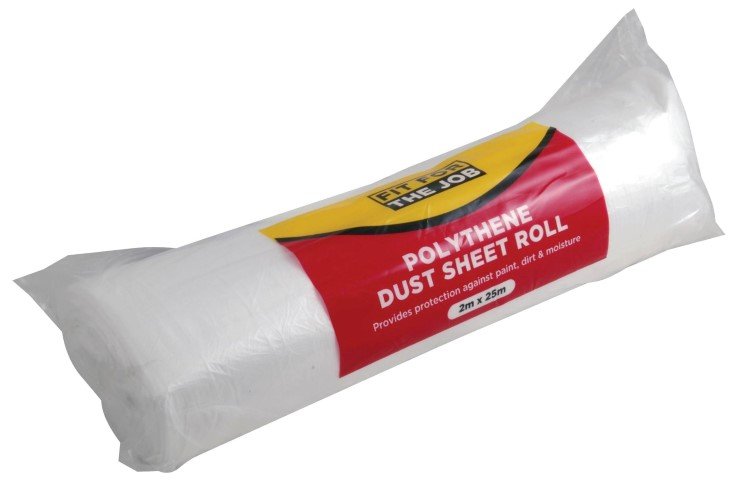 FIT FOR THE JOB POLYTHENE DUST SHEET ROLL 25M X 2M. FDPY003 \\\KD04127