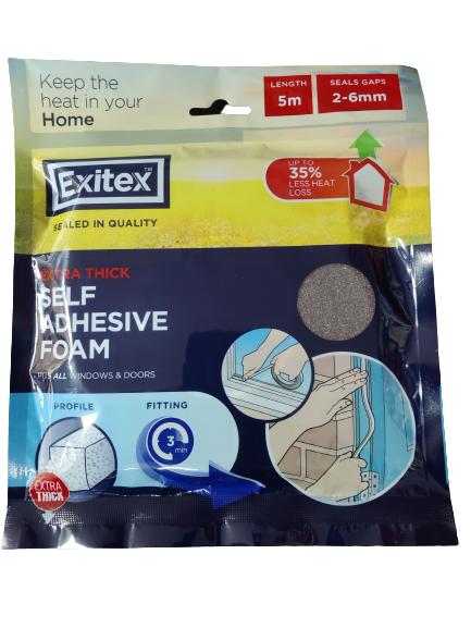 EXITEX EXTRA THICK SELF ADHESIVE DRAUGHT EXCLUDER WEATHER FOAM TAPE 6MM(T) X 8MM(W) X 5M - BROWN. 1.01.0384.0005.10 \\\KD04142