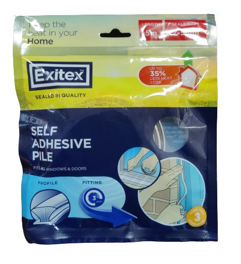 EXITEX SELF ADHESIVE PILE DRAUGHT EXCLUDER 5M - BROWN. 1.01.0425.0005.10 \\\KD04147