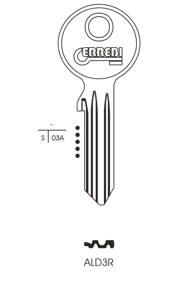 KEY BLANK ALD3R ERREBI ASEC CYLINDER ORION ADE1 JMA AL-2 SILCA ASEC1TO SUIT ALDRIDGE  KEYBOARD C1 10. ALD3R \\\KD04492
