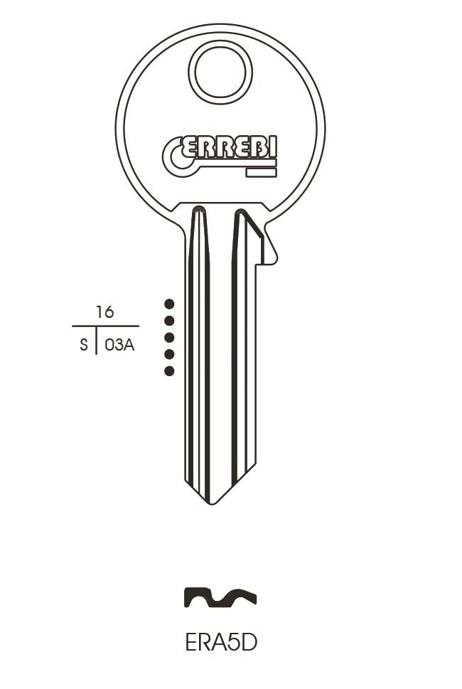 KEY BLANK ERA5D ERREBI CYLINDER ORION ERA10 25B TO SILCA ER1 JMA ER-1DHD0043 SUIT ERA 10/PK. ERA5D \\\KD04493