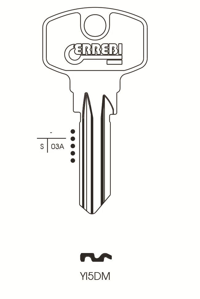KEY BLANK YI5DM ERREBI YALE CYL BLANKORION YAL94  SILCA YA89 YAX1 JMA YA-79D HD YAX1 TO SUIT YALE 10. YI5DM \\\KD04506