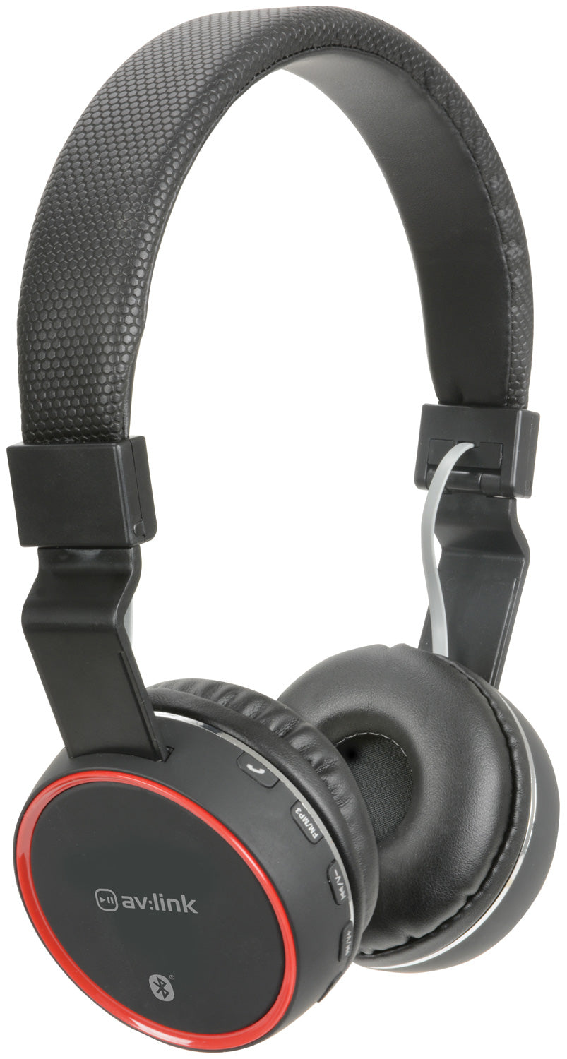 AV LINK WIRELESS BLUETOOTH HEADPHONES FOLDABLE BLACK WITH CARRY POUCH. 100.550UK \\\KD04710