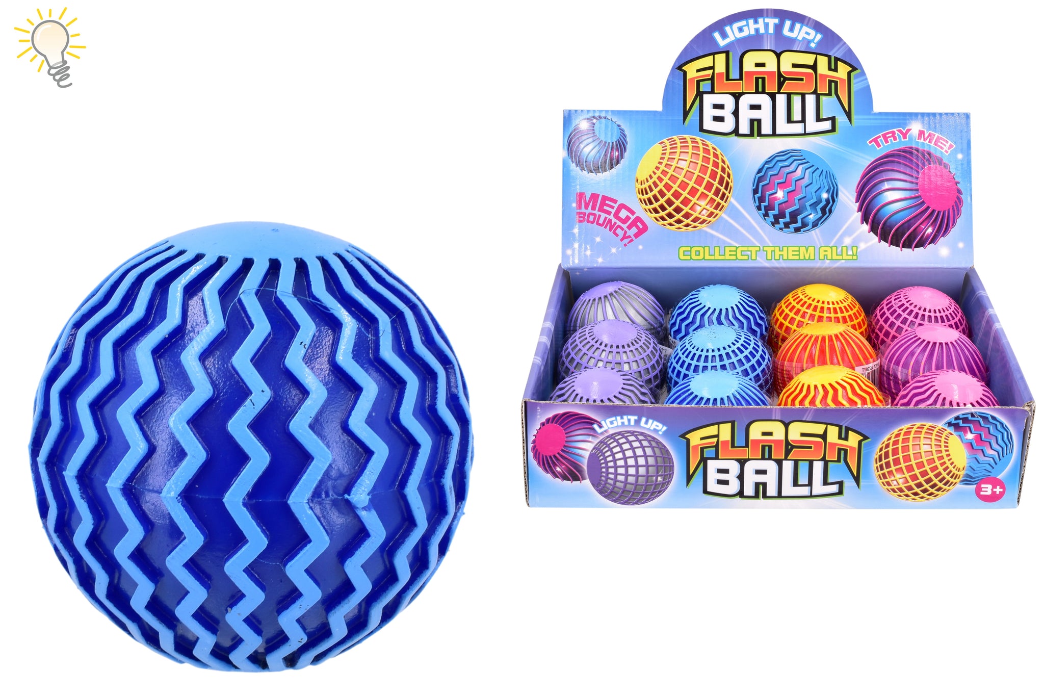 ASSORTED COLOUR LIGHT UP FLASH BOUNCE BALL. TY0224 \\\KD04714
