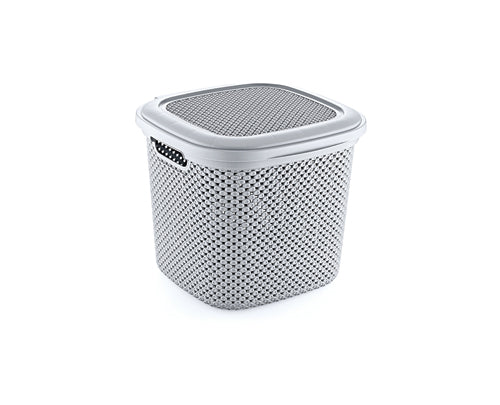 DIAMOND MULTI PURPOSE SQ. BASKET WITH LID 15 LT ASSORTED COLOURS. 041272 \\\KD04765