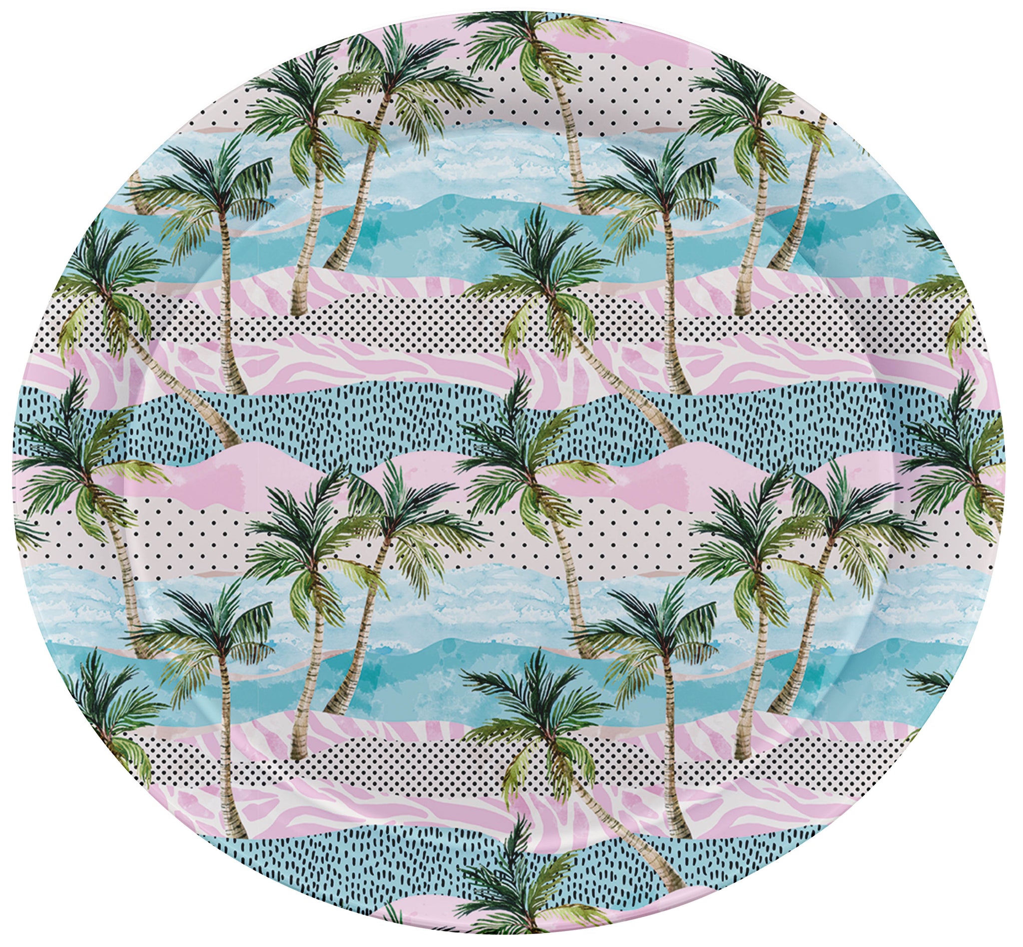 MELAMINE ROUND TRAY 28CM WITH ASSORTED DESIGNS AND COLOR. ALB1810 \\\KD04785