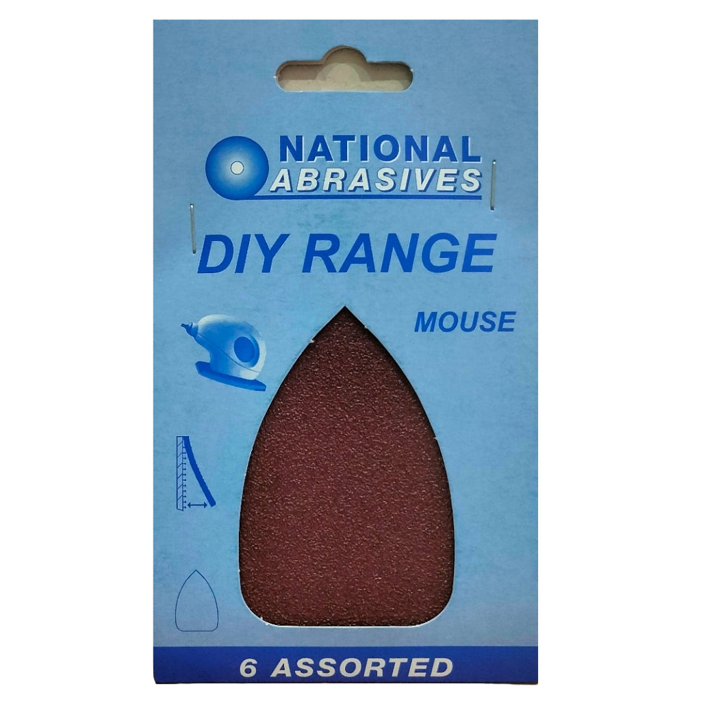 NATIONAL ABREASIVES ASSORTED GRIT RED A/OXIDE MOUSE SANDER PAD 6/PK. NAT503777 \\\KD04807