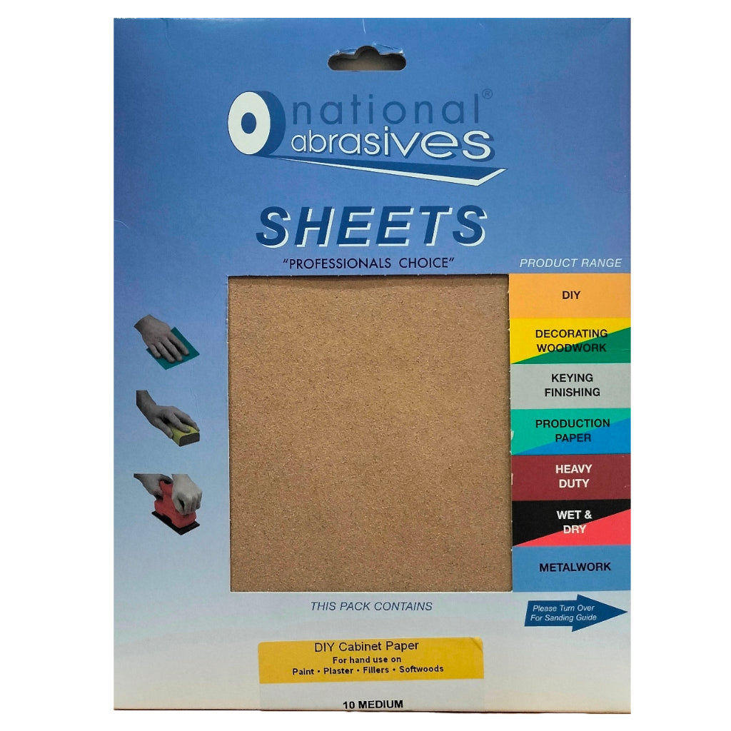 NATIONAL ABRASIVES CABINET PAPER MEDIUM 280 X 230MM 10PK. NAT6506 \\\KD04815