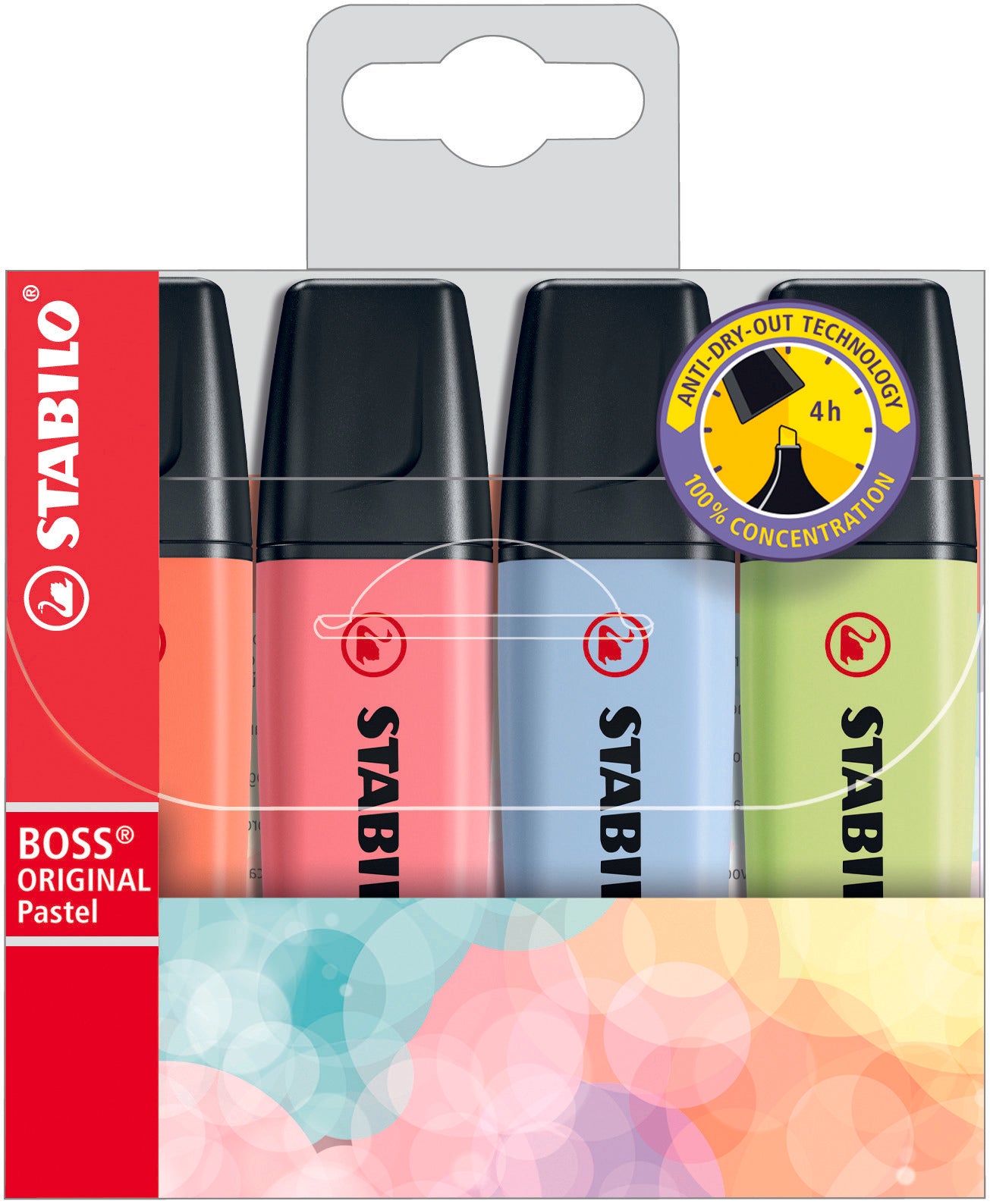 STABILO BOSS ORIGINAL PASTEL WALLET OF 4 COLOURS NEW COLOURS (111  133  140  150). 70/4-3 \\\KD04837