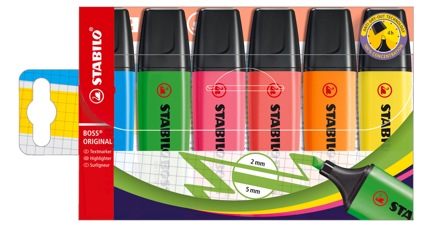 STABILO BOSS ORIGINAL WALLET OF 6 COLOURS  (24  31  33  40  54  56). 70/6 \\\KD04841