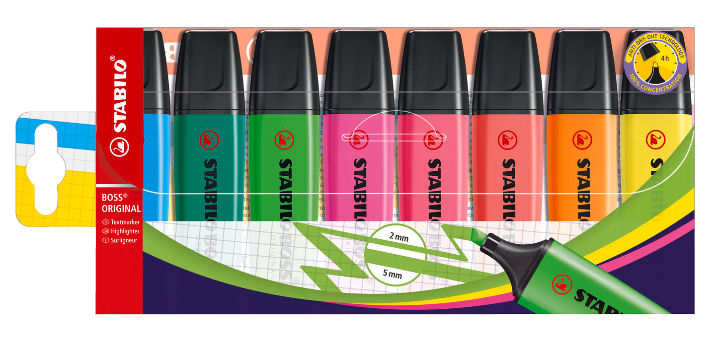 STABILO BOSS ORIGINAL WALLET OF 8 COLOURS  (24  31  33  40  51  54  56  58). 70/8 \\\KD04842