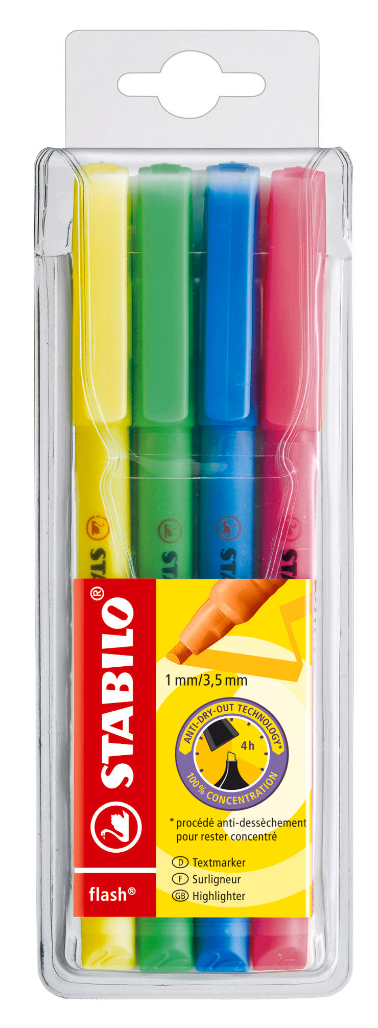 STABILO FLASH WALLET OF 4 COLOURS  (24  31  33  56). 555/4 \\\KD04845