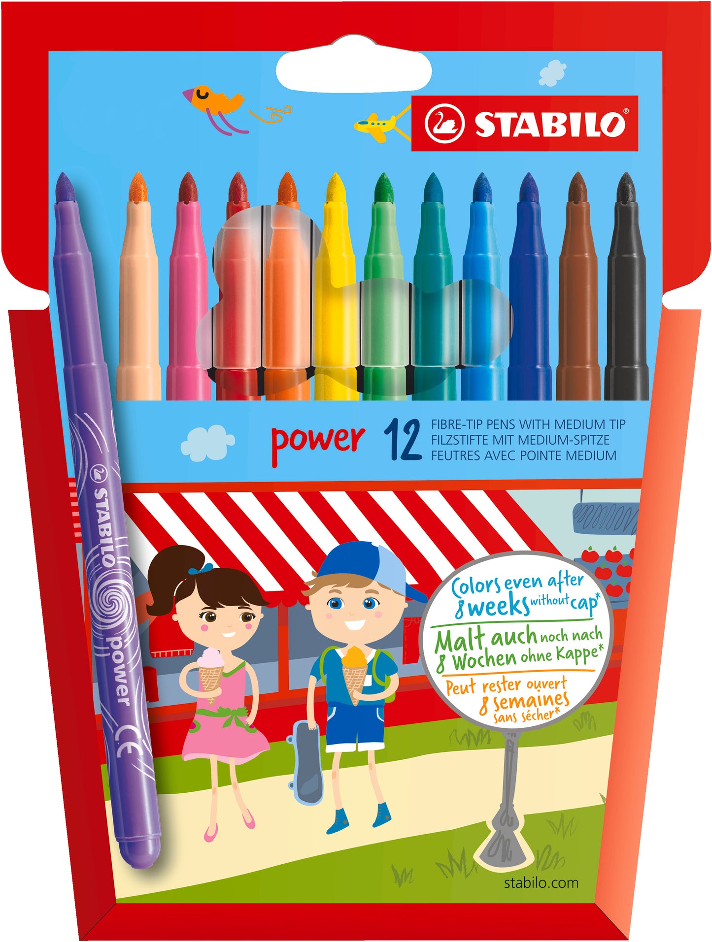STABILO POWER  CARD HANGING WALLET OF 12 ASSORTED COLOURS. 280/12-01 \\\KD04863