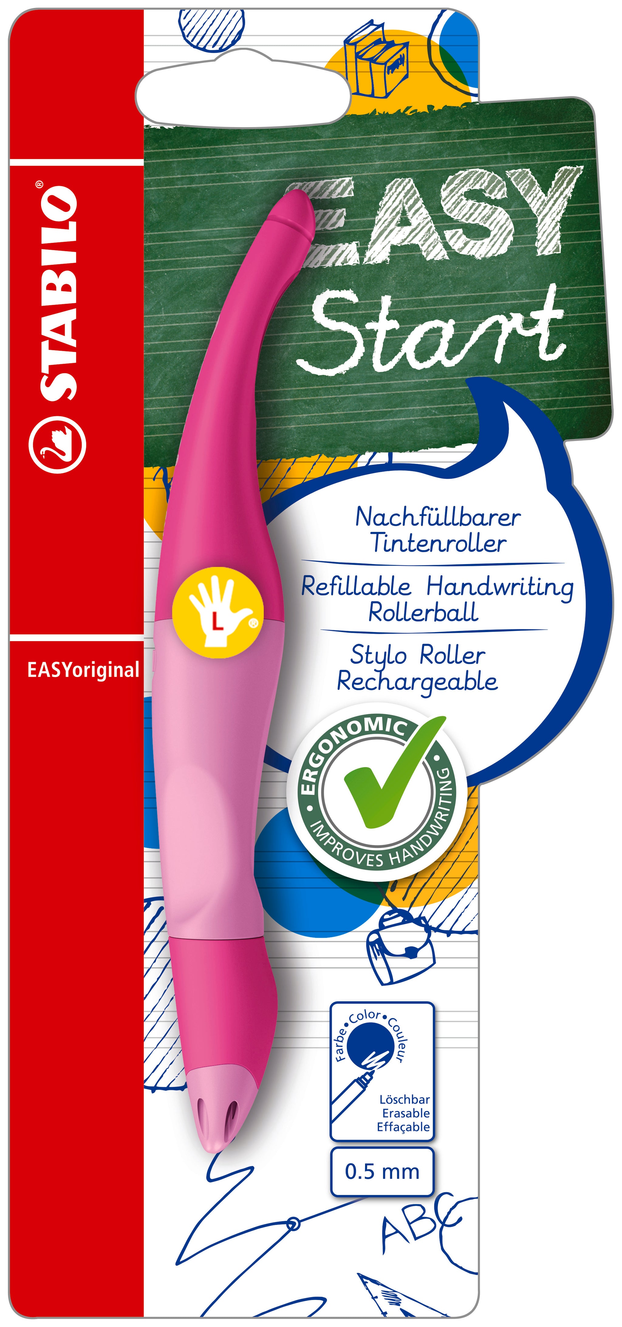STABILO EASYORIGINAL LEFT HANDED LIGHT PINK/DARK PINK  BLUE INK. B-46837-3 \\\KD04867