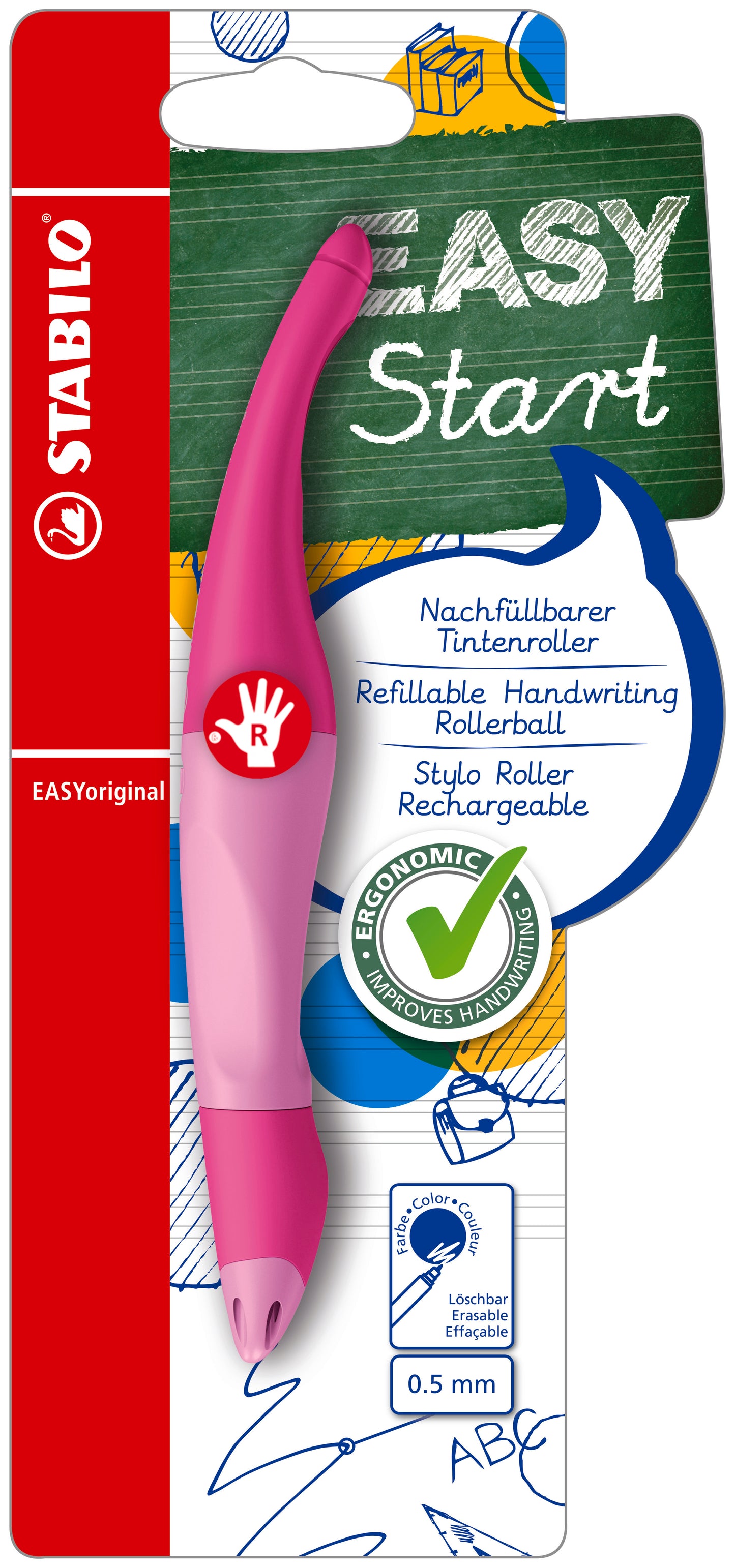 STABILO EASYORIGINAL RIGHT HANDED LIGHT PINK/DARK PINK  BLUE INK. B-46846-5 \\\KD04869