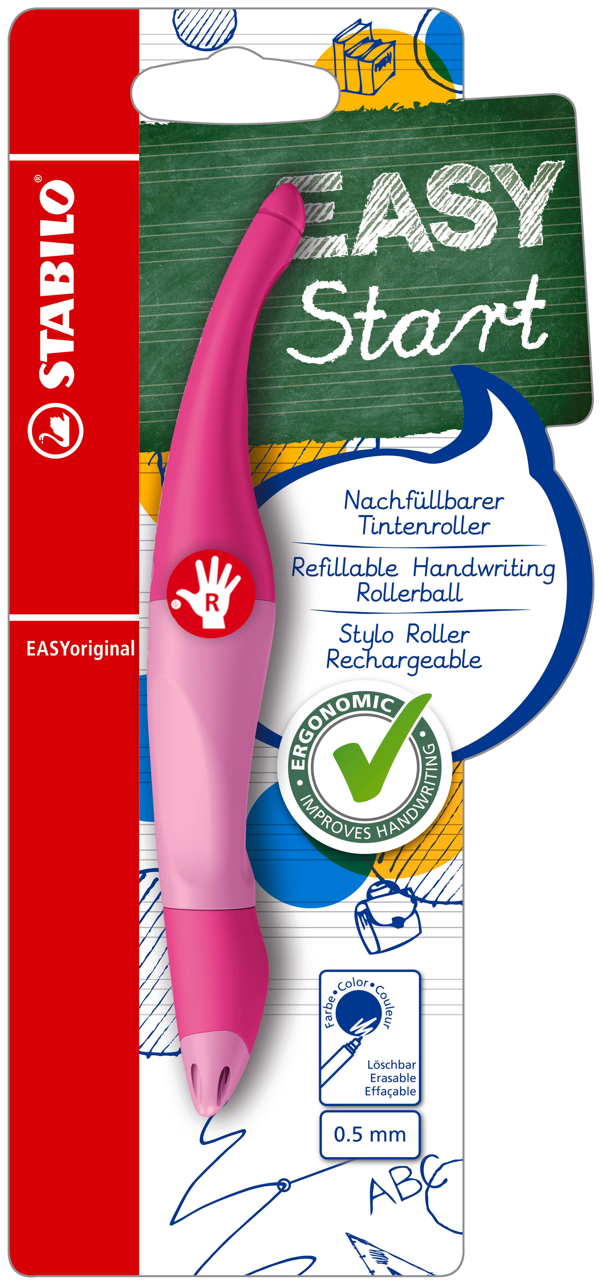 STABILO EASYORIGINAL RIGHT HANDED LIGHT PINK/DARK PINK  BLUE INK. B-46846-5 \\\KD04869