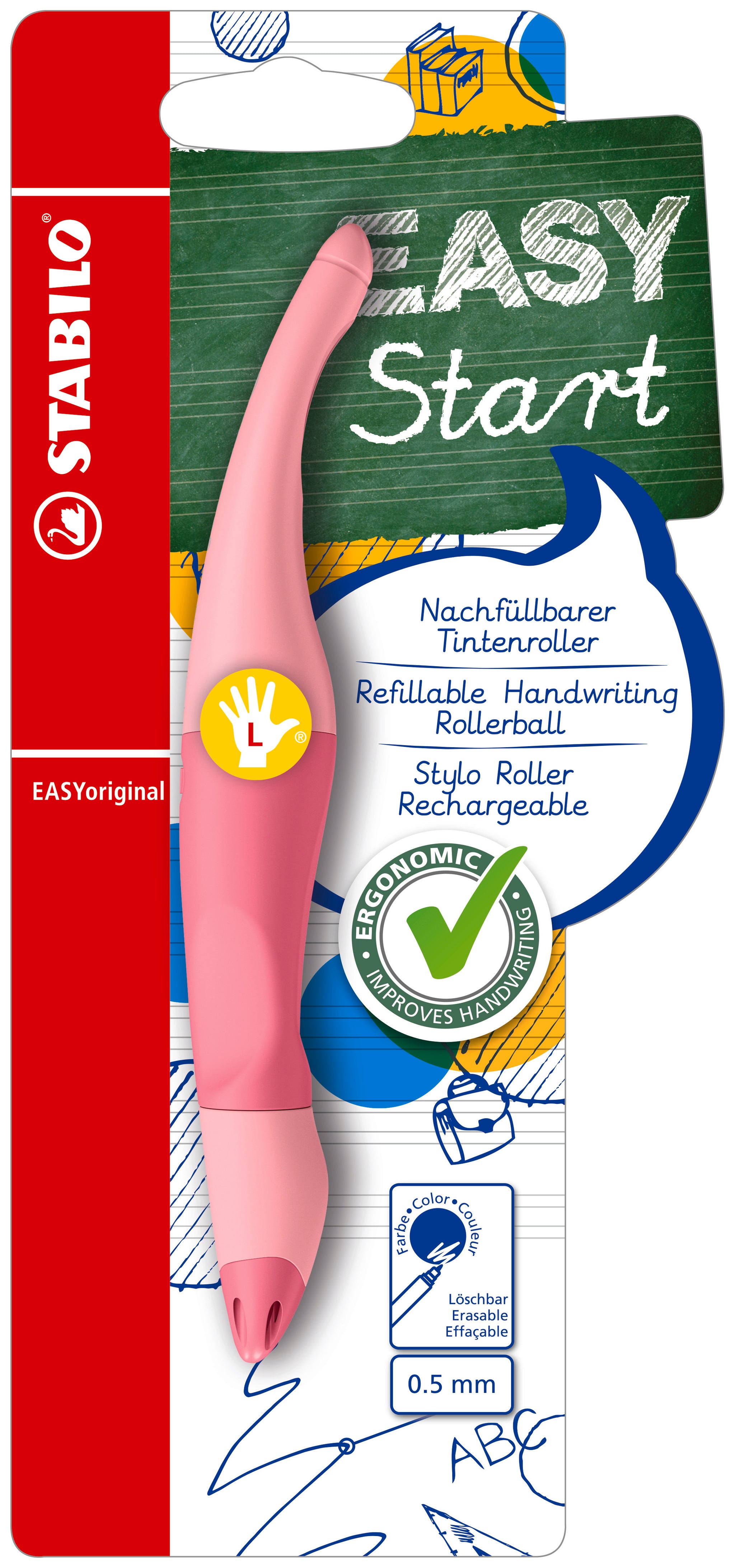 STABILO EASYORIGINAL PASTEL LEFT HANDED PINK BLUSH  BLUE INK. B-58465-3 \\\KD04873