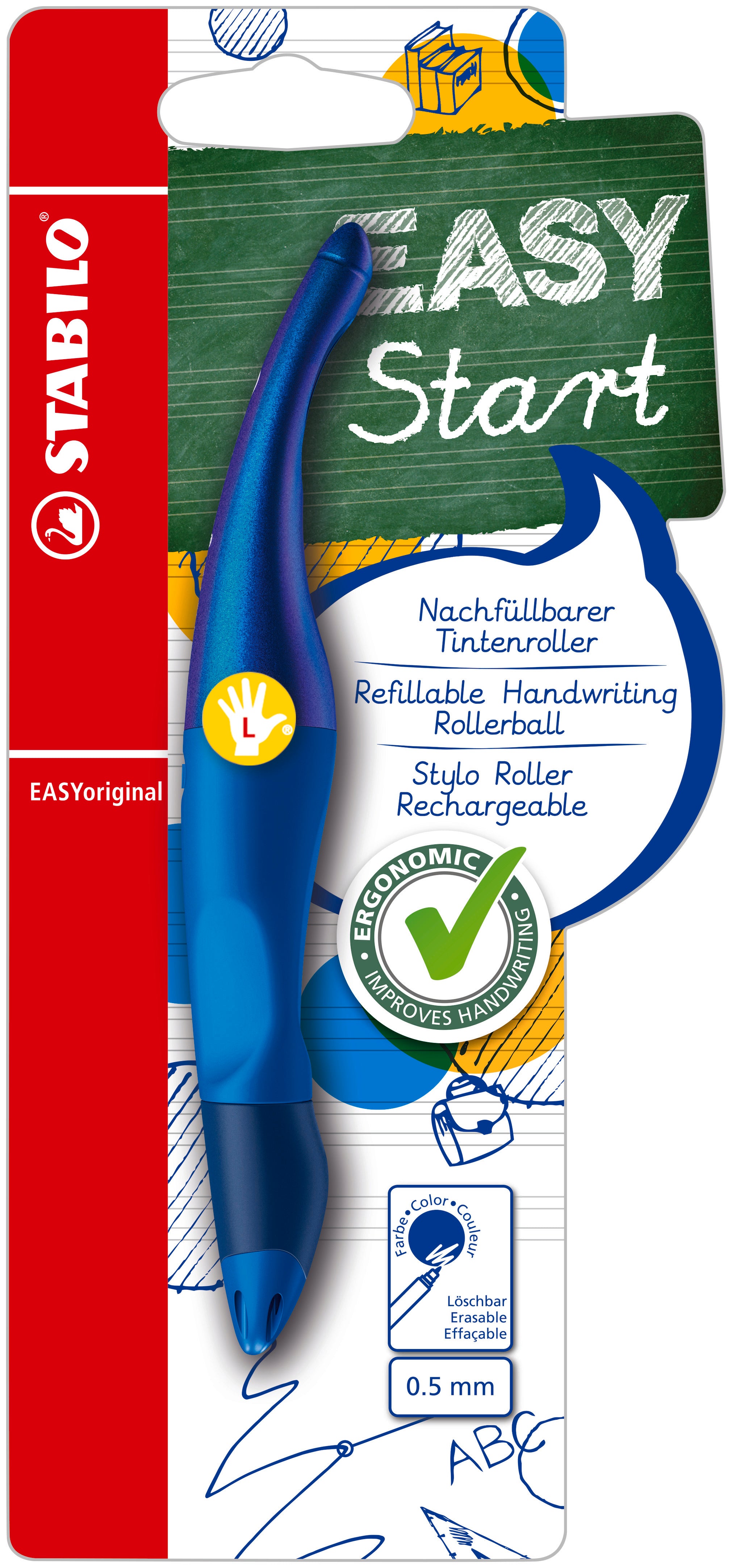 STABILO EASYORIGINAL HOLOGRAPH LEFT HANDED BLUE  BLUE INK. B-56827-3 \\\KD04876