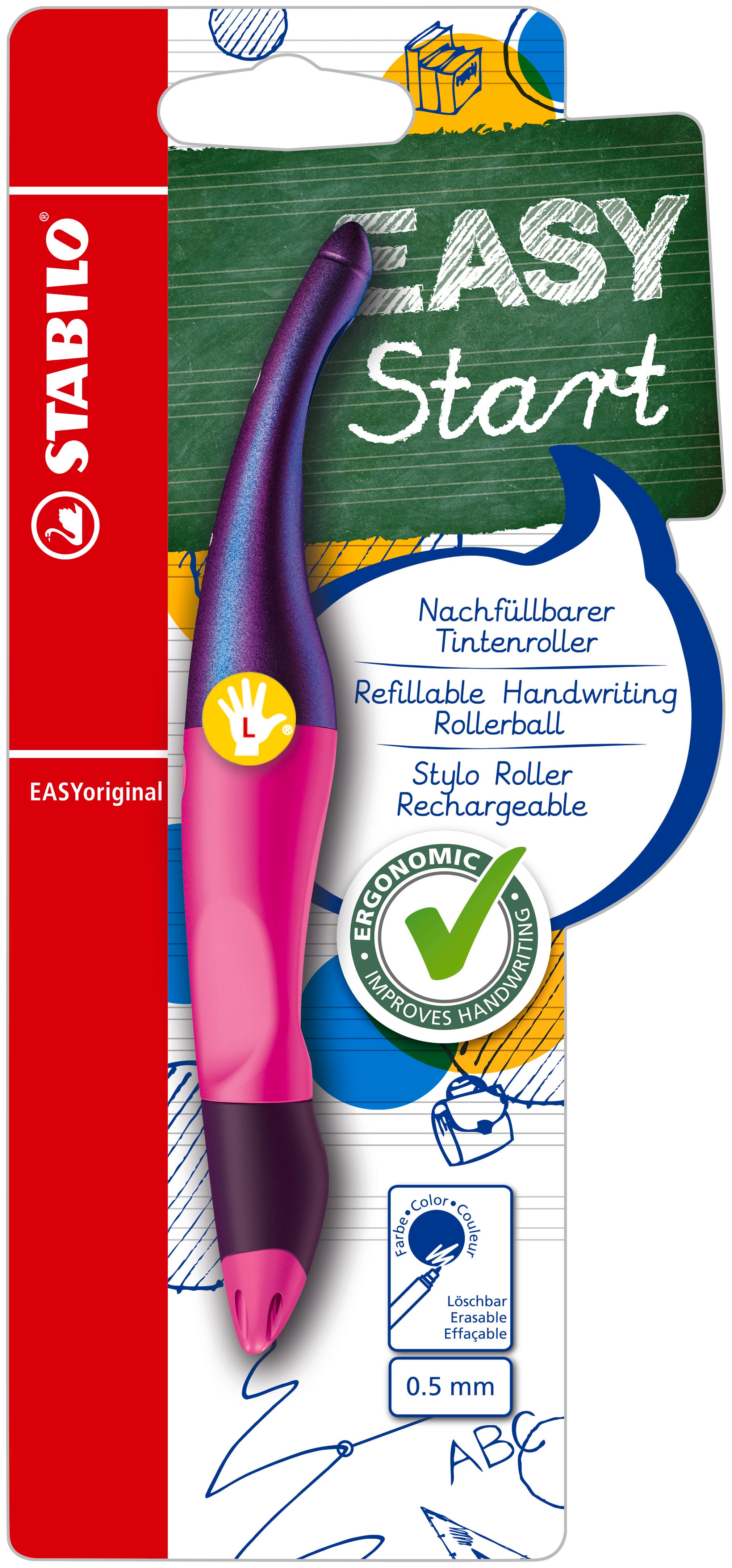 STABILO EASYORIGINAL HOLOGRAPH LEFT HANDED MAGENTA  BLUE INK. B-56829-3 \\\KD04877