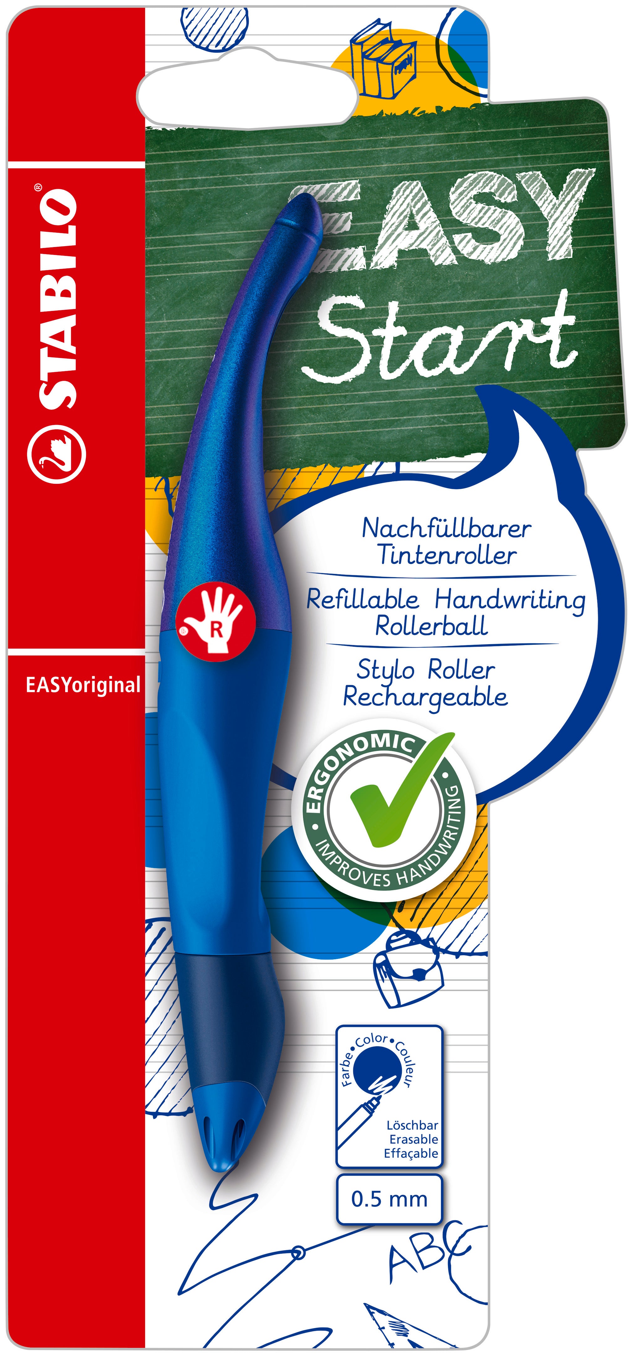 STABILO EASYORIGINAL HOLOGRAPH RIGHT HANDED BLUE  BLUE INK. B-56831-5 \\\KD04878