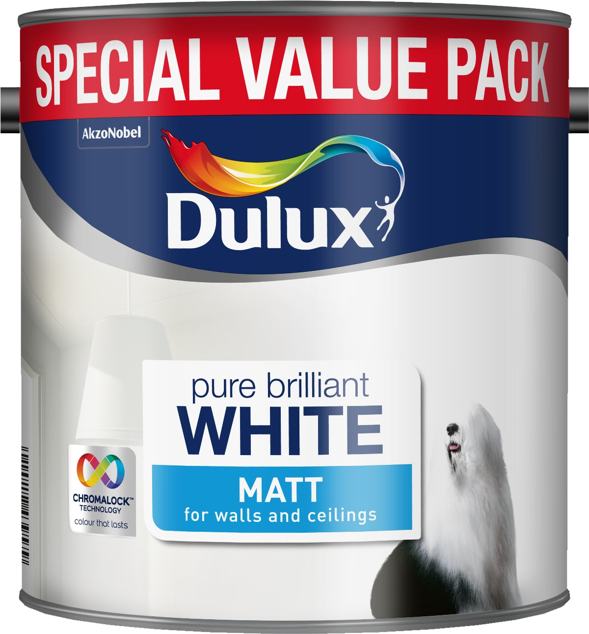 DULUX MATT PURE BRILLIANT WHITE SPECIAL VALUE 3L. 5092364 \\\KD04881