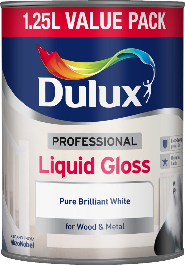 DULUX PROF LIQUID GLOSS PURE BRILLIANT WHITE 1.25L. 5091045 \\\KD04890