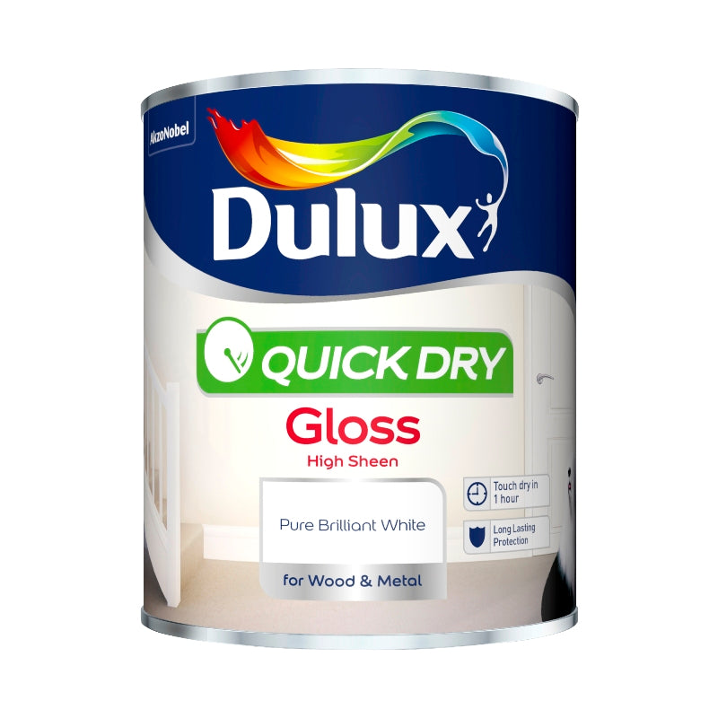 DULUX QUICK DRY GLOSS PURE BRILLIANT WHITE 750ML. 5210893 \\\KD04893