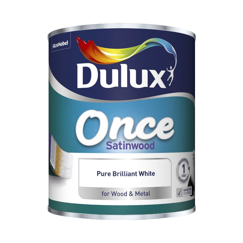 DULUX ONCE SATINWOOD PURE BRILLIANT WHITE 750ML. 5091095 \\\KD04897