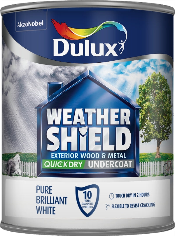 DULUX WEATHER SHIELD QUICK DRY UNDERCOAT PURE BRILLIANT WHITE  750ML. 5092086 \\\KD04899