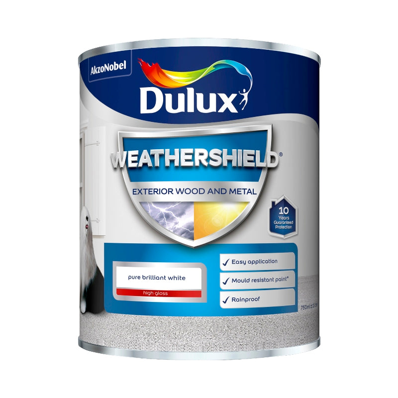 DULUX WEATHER SHIELD GLOSS PURE BRILLIANT WHITE 750ML. 5090997 \\\KD04900