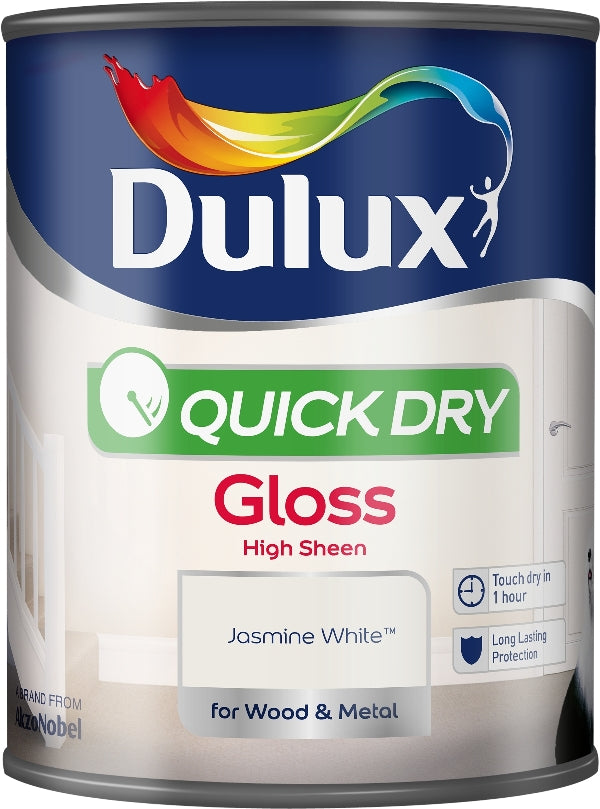 DULUX QUICK DRY GLOSS JASMINE WHITE 750ML. 5211186 \\\KD04912