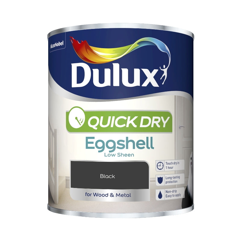 DULUX QUICK DRY EGGSHELL BLACK 750ML. 5358156 \\\KD04917