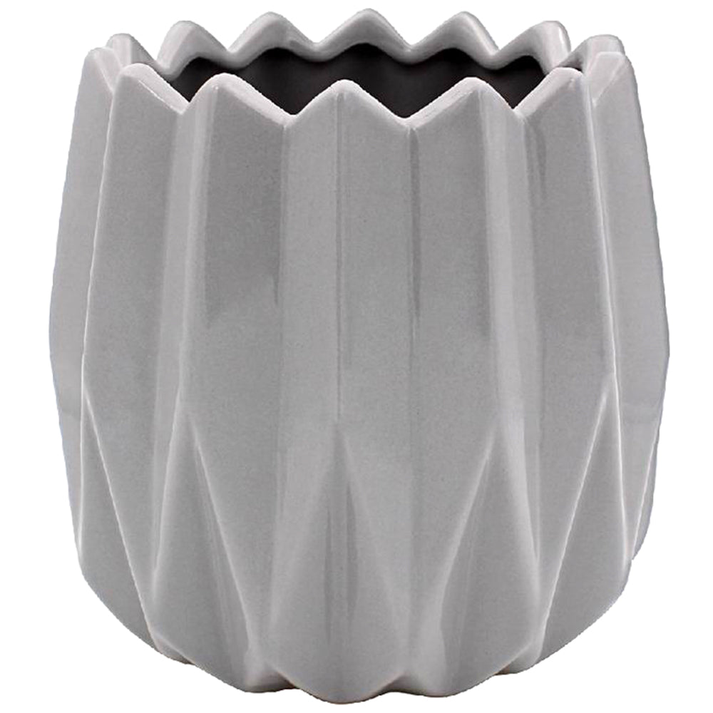 GEOMETRIC GREY PLANT POT - MEDIUM. LP47871 \\\KD04924