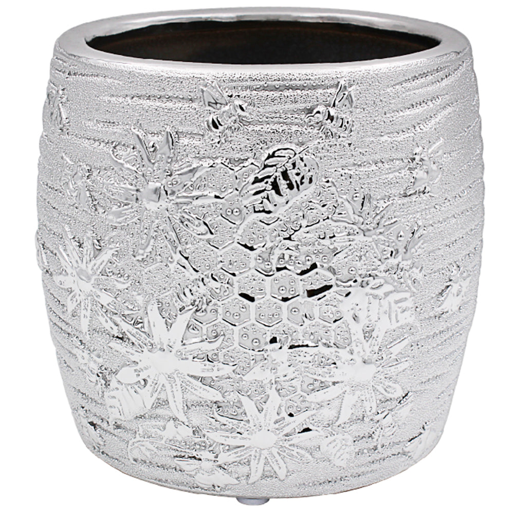 SILVER ART BEES PLANT POT-MEDIUM. LP47349 \\\KD04927