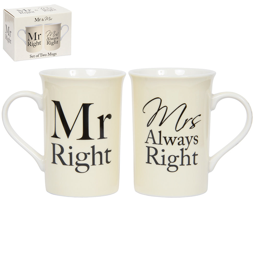 MR RIGHT & MRS ALWAYS RIGHT MUGS SET 2. LP33186 \\\KD04947
