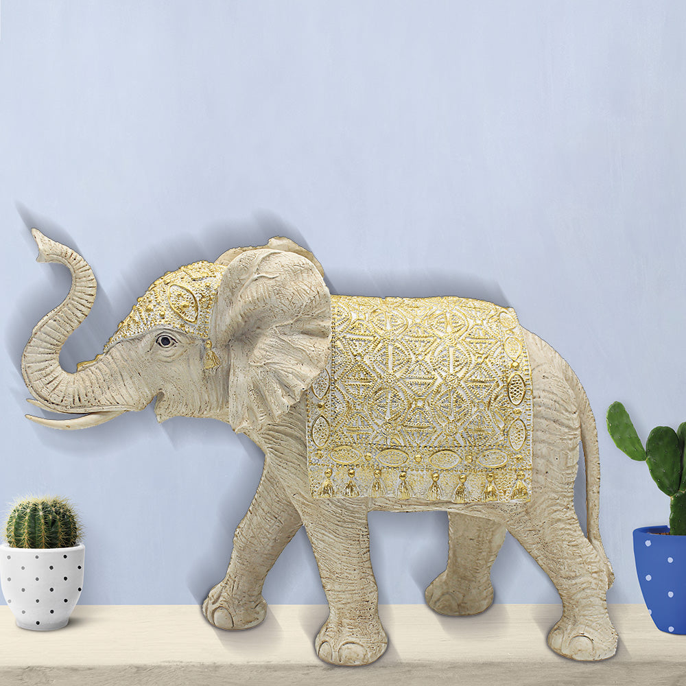 LEONARDO CREAM SERENE ART LARGE ELEPHANT ORNAMENT. LP49893 \\\KD04967