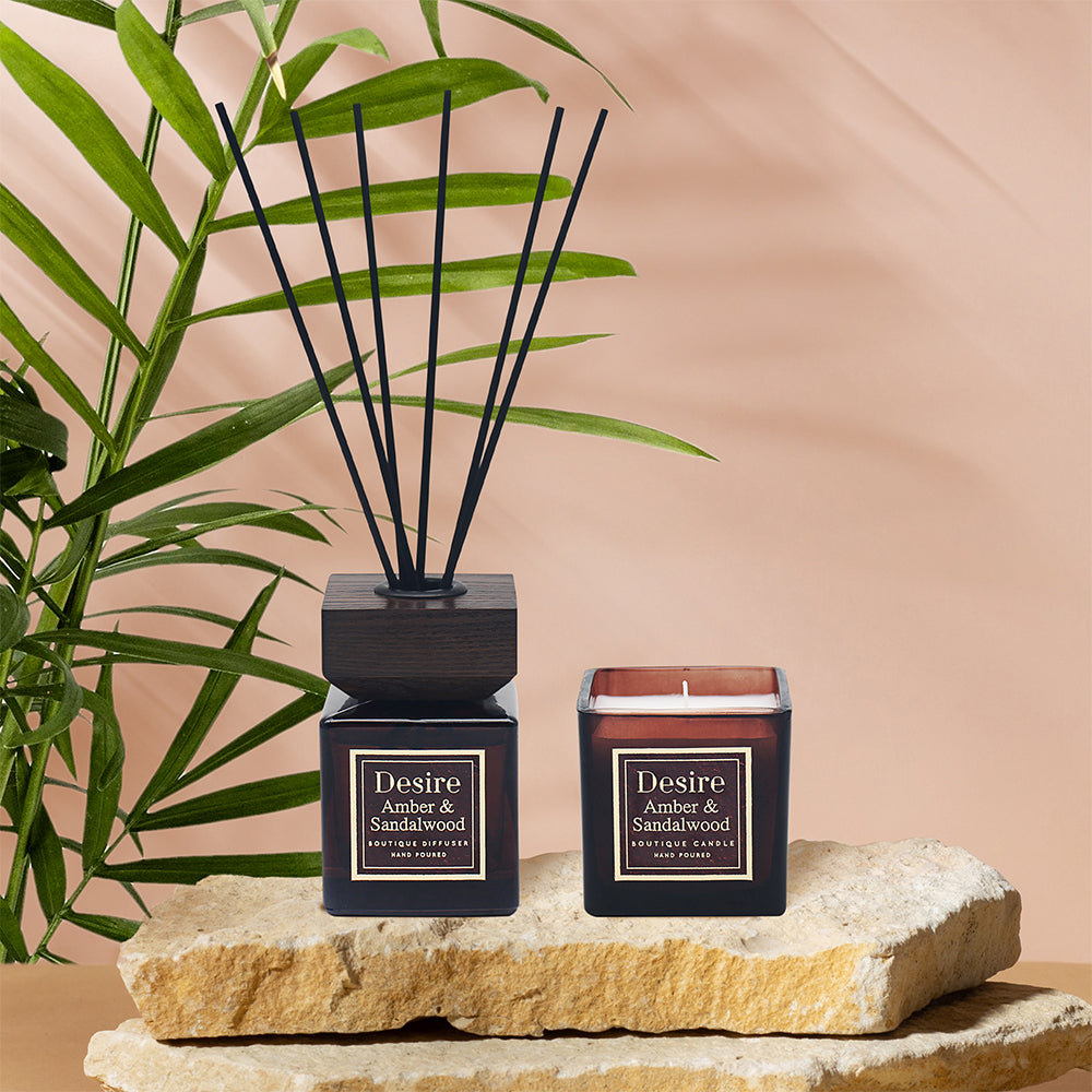 DESIRE AMBER & SANDALWOOD CANDLE & DIFFUSER SET. LP72996 \\\KD04983