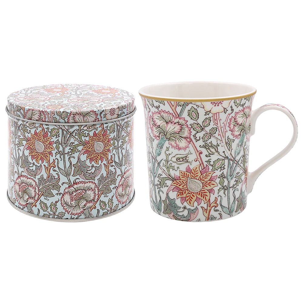 WILLIAM MORRIS PINK AND ROSE MUG IN A TIN. LP95376 \\\KD05006